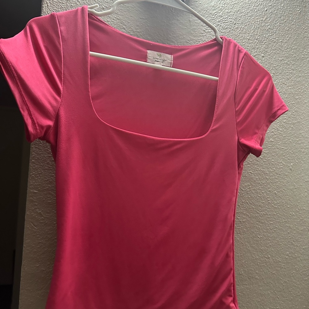 Elegant Pink Square Neck Blouse